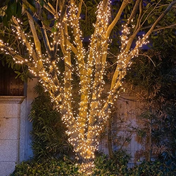 LED Lichterkette außen und innen Warmweiß Weihnachtsbeleuchtung Lichterkette mit 8 Leuchtmodi + Memory-Funktion, Wasserdicht für Weihnachtsbaum, Party, Hochzeit, Balkon, 20m, 200LEDs - 6