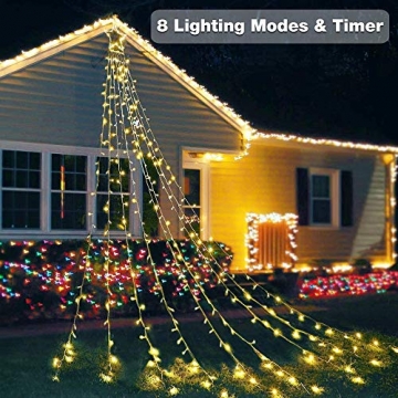 LED Lichterkette Außen WarmWeiß - HOSPAOP 320 LED Weihnachtsbeleuchtung Aussen Strom lichterketten mit 8 Leuchtmodi, Wasserdicht für Party, Garten, Baum, Weihnachten Deko - 2