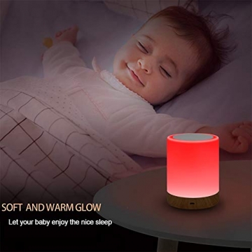 LED Nachttischlampe, Touch Dimmbar Atmosphäre Tischlampe für Schlafzimmer Wohnzimmer, Tragbar Nachtlicht mit 16 Farben und Warmes Weißes Farbwechsel -EINWEG - 5
