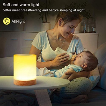 LED Nachttischlampe, Touch Dimmbar Atmosphäre Tischlampe für Schlafzimmer Wohnzimmer, Tragbar Nachtlicht mit 16 Farben und Warmes Weißes Farbwechsel -EINWEG - 6