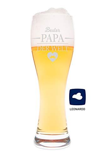Leonardo Weizenglas mit Gravur - Bester Papa der Welt - Geschenk für Papa ideal als Vatertagsgeschenk 0,5l Bierglas Weizenbierglas als Geburtstagsgeschenk für Männer - 3