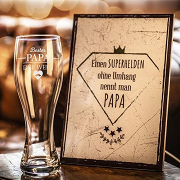 Leonardo Weizenglas mit Gravur - Bester Papa der Welt - Geschenk für Papa ideal als Vatertagsgeschenk 0,5l Bierglas Weizenbierglas als Geburtstagsgeschenk für Männer - 6