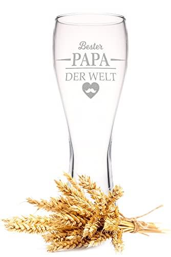 Leonardo Weizenglas mit Gravur - Bester Papa der Welt - Geschenk für Papa ideal als Vatertagsgeschenk 0,5l Bierglas Weizenbierglas als Geburtstagsgeschenk für Männer - 1