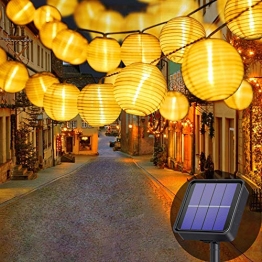 Lezonic Solar Lichterkette Lampion Außen, 8 Meter 30 LED Laternen 8 Modi Wasserdicht Solar Beleuchtung für Garten, Balkon, Hof, Hochzeit,Weihnachten,Party Deko (Warmweiß) - 1