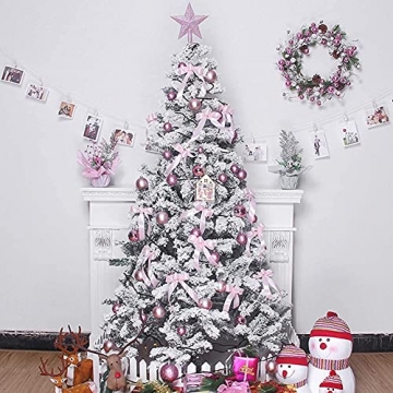 LSDRALOBPOI Weihnachtsbaum künstlich Christbaum Premium Schneebeflockter künstlicher Weihnachtsbaum Weißer Fester Weihnachtsbaum mit Metallständer 813(Color:A;Size:240cm) - 1