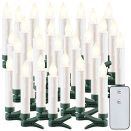 Lunartec Christbaum-LED-Kerzen: 30er-Set LED-Outdoor-Weihnachtsbaum-Kerzen mit IR-Fernbedienung, IP44 (Batterie-Kerzen Weihnachtsbaum) - 1