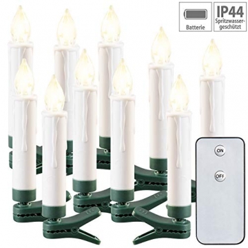 Lunartec Christbaum-LED-Kerzen: 30er-Set LED-Outdoor-Weihnachtsbaum-Kerzen mit IR-Fernbedienung, IP44 (Batterie-Kerzen Weihnachtsbaum) - 4