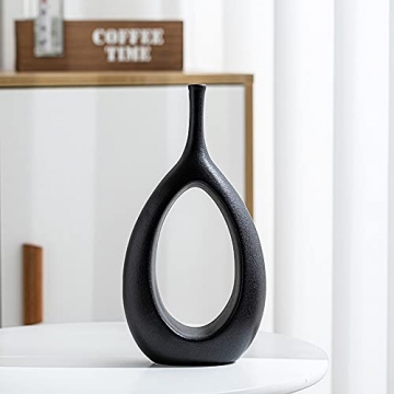Maleielam® Schwarz Keramik Vase,2er-Set Kunsthandwerk,Blumenvase Deko,Wohnzimmer, Schlafzimmer,Büro - 3