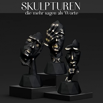 Perfekto24 Skulpturen 3er Set - Skulptur-Deko - Skulpturen in Schwarz - Statuen Set - auch als Geschenkidee geeignet - 8