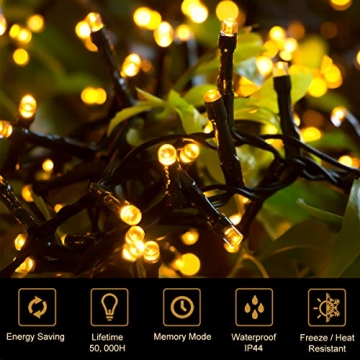 Quntis 2000 LEDs 50M Lichterkette Außen Warmweiß, Weihnachtsbeleuchtung Innen Strombetrieben, IP44 Lichterkette Außen, 8 Modi Weihnachtsdeko für Garten Weihnachtsbaum Büsche Balkon Terrasse Zimmer - 5