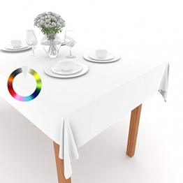 Rollmayer Tischdecke Tischtuch Tischläufer Tischwäsche Gastronomie Kollektion Vivid Uni einfarbig pflegeleicht waschbar (Weiß 1, 120x220cm) - 1