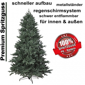RS Trade HXT 1418 künstlicher PE Spritzguss Weihnachtsbaum 210 cm (Ø ca. 132 cm) mit ca. 4850 Spitzen, schwer entflammbarer Tannenbaum mit Schnellaufbau Klappsysem, inkl. Metall Christbaum Ständer - 2