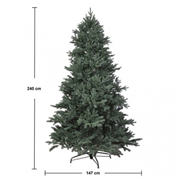 RS Trade HXT 1418 künstlicher PE Spritzguss Weihnachtsbaum 240 cm (Ø ca. 147 cm) mit ca. 6980 Spitzen, schwer entflammbarer Tannenbaum mit Schnellaufbau Klappsysem, inkl. Metall Christbaum Ständer - 3