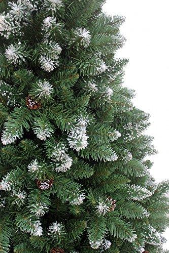 RS Trade HXT 15013 künstlicher Weihnachtsbaum 210 cm mit Schnee und Zapfen (Ø ca. 135 cm) ca. 1400 Spitzen, schwer entflammbarer Tannenbaum mit Schnellaufbau Klappsystem, inkl. Christbaum Ständer - 3