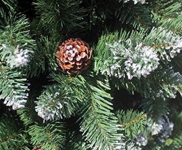RS Trade HXT 15013 künstlicher Weihnachtsbaum 210 cm mit Schnee und Zapfen (Ø ca. 135 cm) ca. 1400 Spitzen, schwer entflammbarer Tannenbaum mit Schnellaufbau Klappsystem, inkl. Christbaum Ständer - 4
