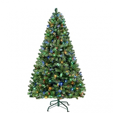 SHareconn 180cm Weihnachtsbaum künstlich Scharnier Weihnachtsbaum mit Beleuchtung 330 Warmweißen und Mehrfarbigen Lichtern，8 Transformationsmodi，1018 Zweigspitzen und Faltbarem Metallständer - 1