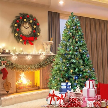 SHareconn 180cm Weihnachtsbaum künstlich Scharnier Weihnachtsbaum mit Beleuchtung 330 Warmweißen und Mehrfarbigen Lichtern，8 Transformationsmodi，1018 Zweigspitzen und Faltbarem Metallständer - 6