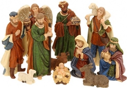 Spetebo Weihnachtskrippe Figuren - 11 Teile - Krippe Figur handbemalt Krippenzubehör - 1