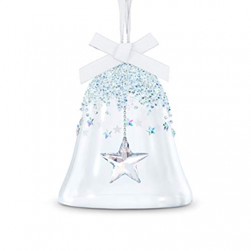 Swarovski Weihnachtsglocke, Große Glasglocke mit Sternförmigem Kristallschwengel, Prachtvollem Satinband und Edlen Swarovski Kristallen - 1