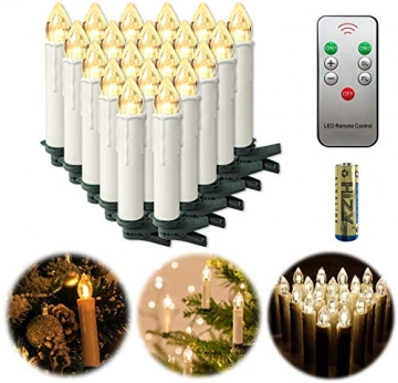UISEBRT 40er LED Weihnachtskerzen mit Fernbedienung Kabellos Warmweiß Kerzen Flammenlose für Weihnachtsbaum, Weihnachtsdeko, Hochzeitsdeko, Geburtstags, Party, Feiertag (40er mit Batterie) - 1