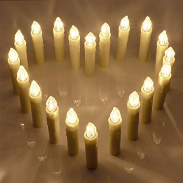 UISEBRT 40er LED Weihnachtskerzen mit Fernbedienung Kabellos Warmweiß Kerzen Flammenlose für Weihnachtsbaum, Weihnachtsdeko, Hochzeitsdeko, Geburtstags, Party, Feiertag (40er mit Batterie) - 8