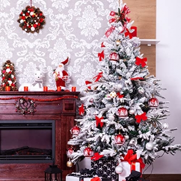 Urhome Künstlicher Weihnachtsbaum mit Ständer beschneite Tanne - 180 cm hoher Christbaum Dekobaum PVC Kunstbaum Tannenbaum mit Schnee Schnellaufbau Klappsystem Baum für Weihnachten - 6