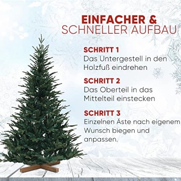 Urhome Künstlicher Weihnachtsbaum mit Ständer Nordmanntanne - 220 cm hoher Christbaum Dekobaum PVC Kunstbaum Tannenbaum Schnellaufbau Klappsystem Baum für Weihnachten - 2