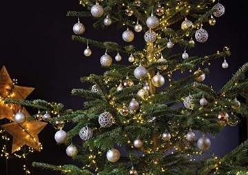 WOMA Christbaumkugeln Set in 19 weihnachtlichen Farben - 111er Set Weihnachtskugeln Silber aus Kunststoff + Baumspitze - Gold, Silber, Rot & Kupfer UVM - Weihnachtsbaum Deko & Christbaumschmuck - 4