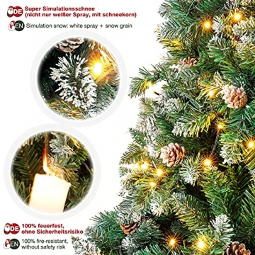 Yorbay künstlicher Weihnachtsbaum mit Beleuchtung weiß Schnee LED Tannenbaum für Weihnachten-Dekoration 180cm - 3