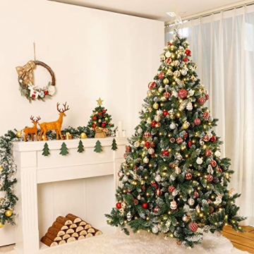 Yorbay künstlicher Weihnachtsbaum mit Beleuchtung weiß Schnee LED Tannenbaum für Weihnachten-Dekoration 180cm - 7