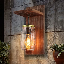 ZMH Retro Wandleuchte Vintage Wandlampe innen Holz 1 flammige im Industrie Design Industrielampe für Flur Landhaus Schlafzimmer Wohnzimmer Fassung: E27 - ohne Leuchtmittel - 1