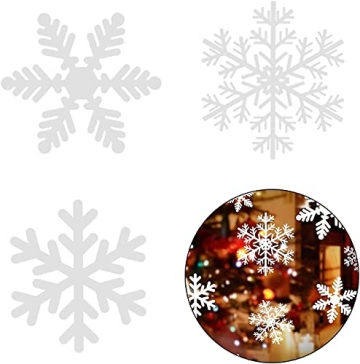 156 Weihnachten Fensterbilder, Schneeflocken Fensterdeko für Fensterscheiben, Wiederverwendbar Statisch Haftend PVC Aufkleber für Fenster Vitrine Türen Schaufenster Winter Schneeflocken Weihnachtsdeko - 4