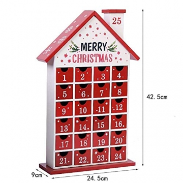 Adventskalender zum selbst Befüllen mit 24 Schubladen-Boxen, Weihnachten Adventskalender Weihnachtsdeko Holz Countdown Kalender Tage Holz Adventskalender mit Schubladen Weihnachtsdekoration - 2