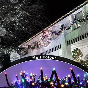 ANSIO® Lichterkette außen Innen 12m 1000 LED Cluster lichterkette Weihnachtsbaum Lichtketten Strom Für Weihnachten, balkon, fenster, Weihnachtsdekoration | Bunt Weihnachtsbeleuchtung | Grünes Kabel - 5