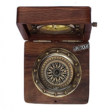 Viktorianische Kompass-Uhr aus Holz, London, handgefertigte Uhren, Tischplatte, Weihnachtsdekoration, Geschenkartikel - 6