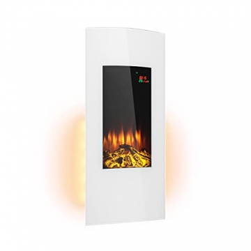 Klarstein Lamington Elektrokamin - Wand Kamin elektrisch mit 1.000 oder 2.000 W Leistung, Elektro Kamin mit LED-Flammen, programmierbarer Wochentimer, 10 bis 25 °C, weiß - 1