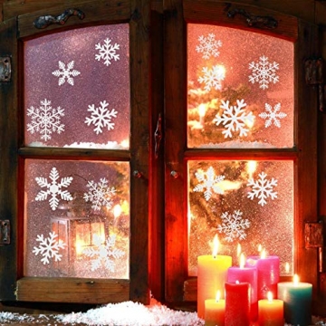 Naler 96 Schneeflocken Fensterbild Abnehmbare Fensterdeko Statisch Haftende PVC Aufkleber Winter Dekoration - 6